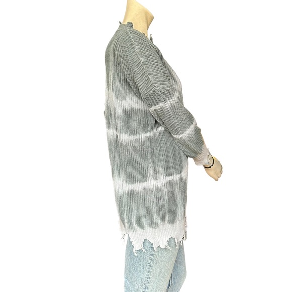 Revolve Superdown Gray & White Tie Dye Distressed Pullover Knit Sweater XS - Picture 5 of 10